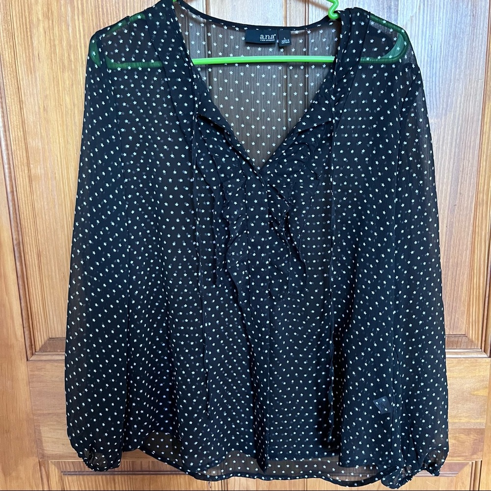 a.n.a sheer star pattern blouse